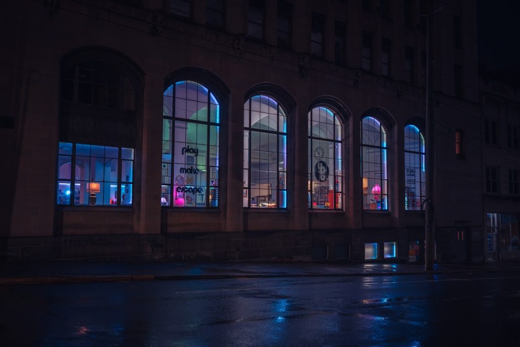 "Alone at night city window"