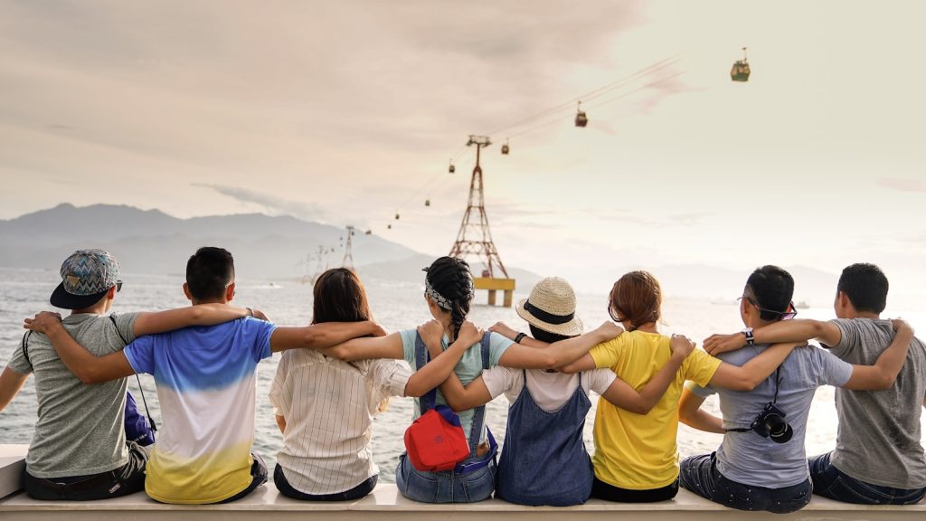 Two people in quiet, calm conversation — genuine presence and listening
